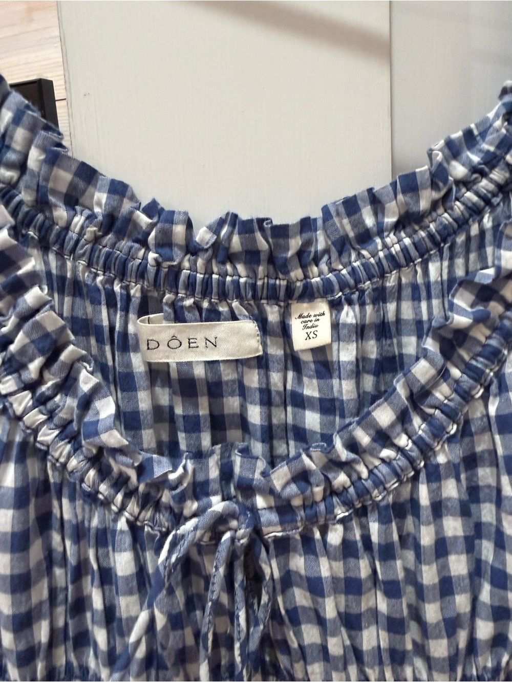 Doen Navy and White Gingham Midi Dress - Picture 3 of 8